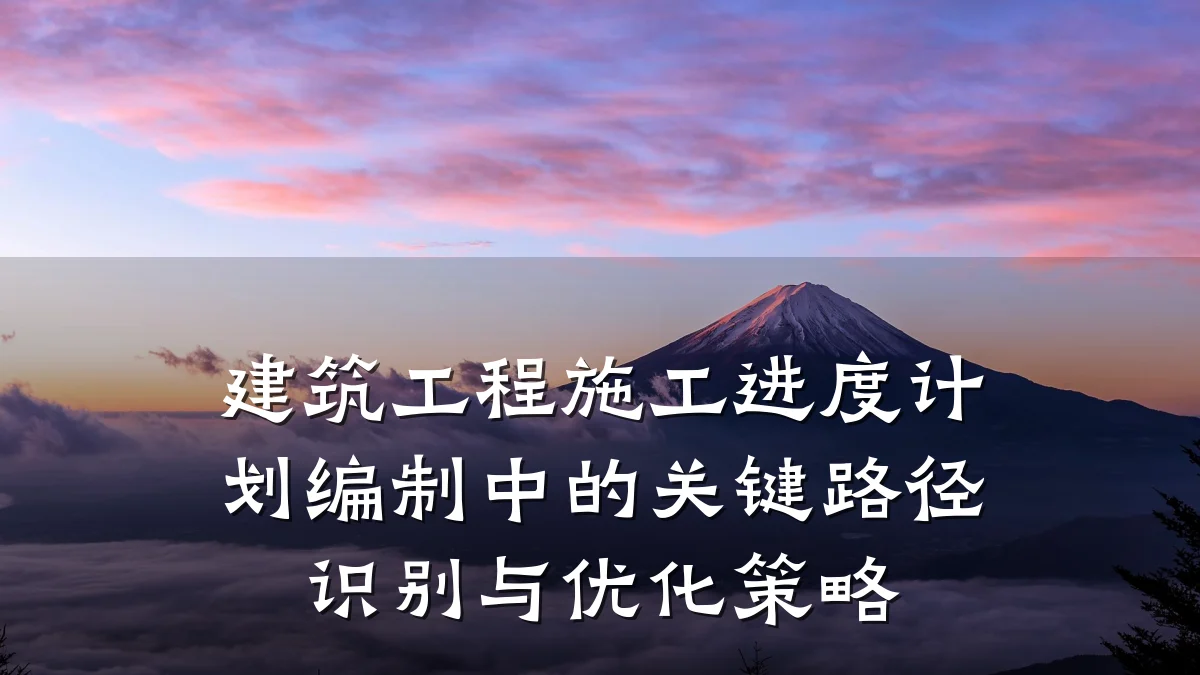 建筑工程施工进度计划编制中的关键路径识别与优化策略