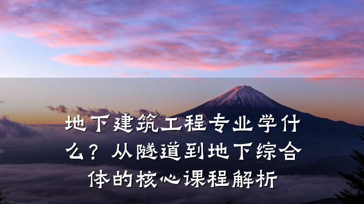 地下建筑工程专业学什么？从隧道到地下综合体的核心课程解析