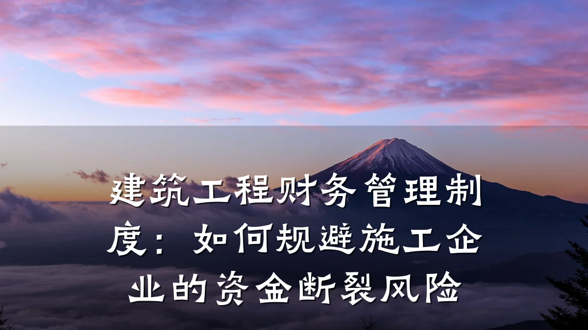 建筑工程财务管理制度：如何规避施工企业的资金断裂风险