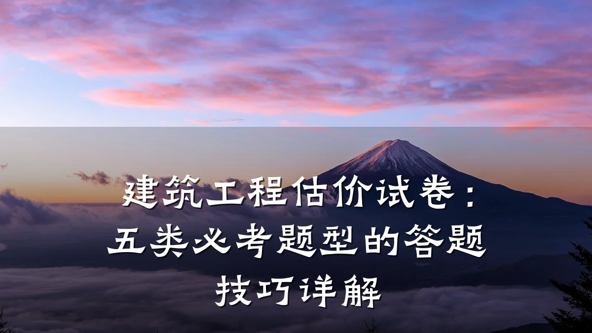 建筑工程估价试卷：五类必考题型的答题技巧详解
