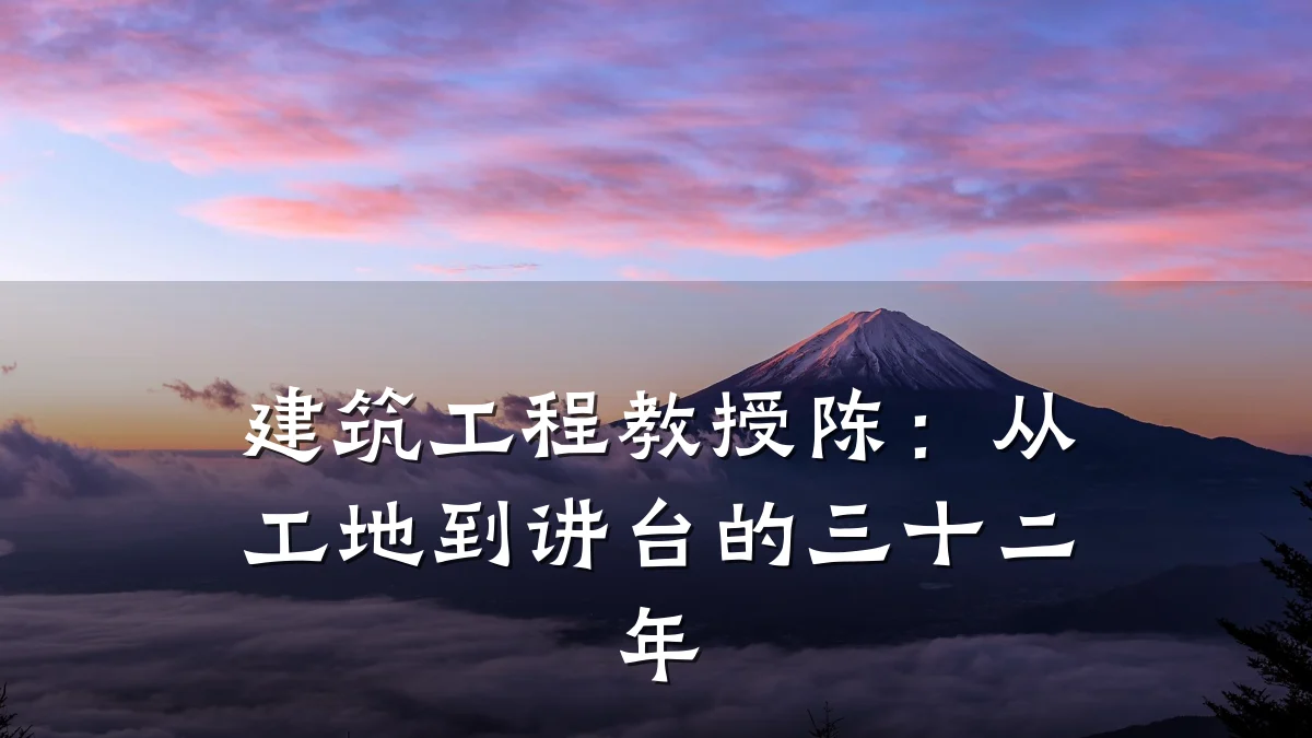 建筑工程教授陈:从工地到讲台的三十二年