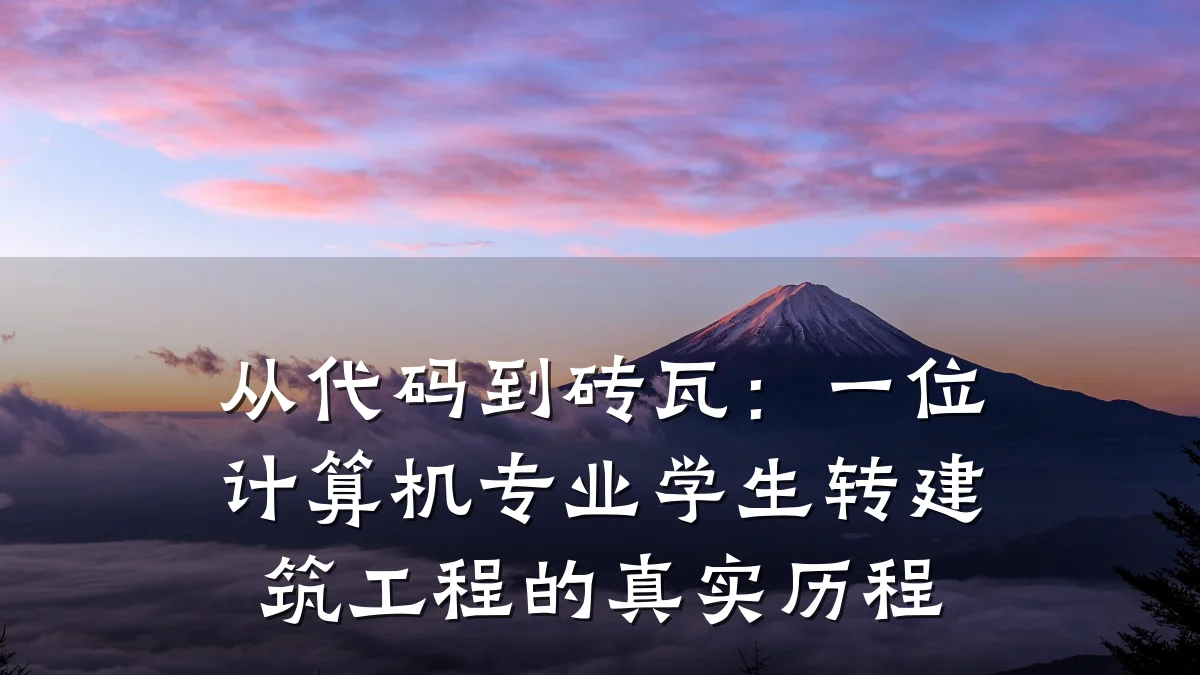 从代码到砖瓦：一位计算机专业学生转建筑工程的真实历程