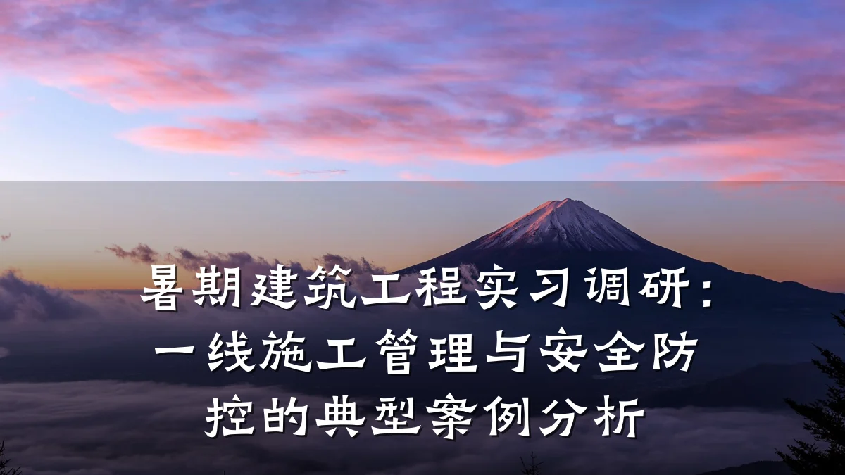 暑期建筑工程实习调研：一线施工管理与安全防控的典型案例分析