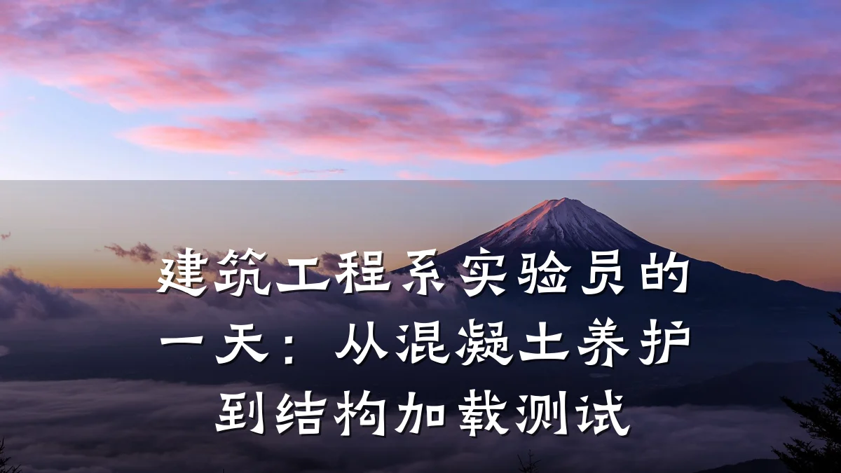 建筑工程系实验员的一天：从混凝土养护到结构加载测试