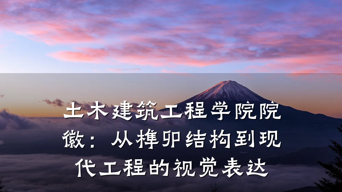 土木建筑工程学院院徽：从榫卯结构到现代工程的视觉表达
